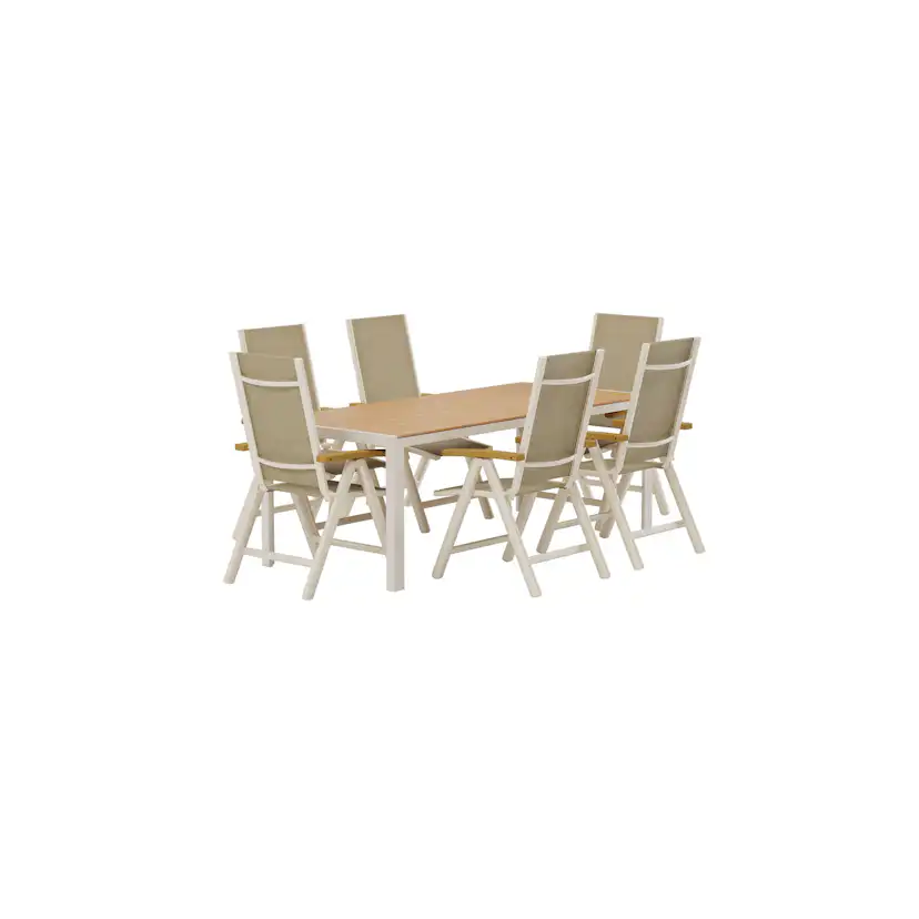 Matgrupp Utomhus Venture Home Break 90x205 cm med 6 st Panama Trädgårdsstolar