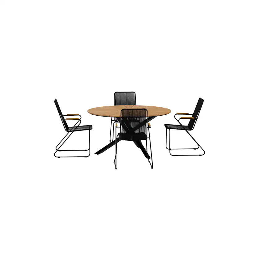 Matgrupp Utomhus Venture Home Mexico Ø140 cm med 4 st Bois Trädgårdsstolar