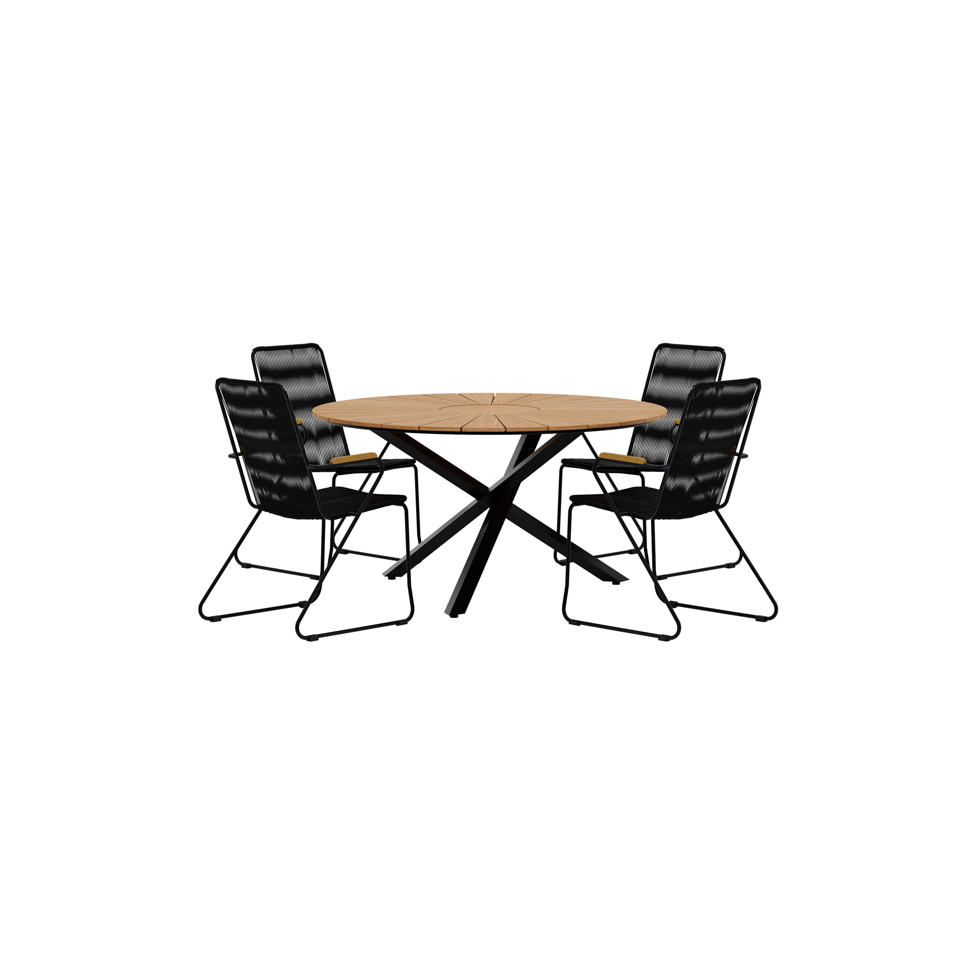 Matgrupp Utomhus Venture Home Mexico Ø140 cm med 4 st Bois Trädgårdsstolar