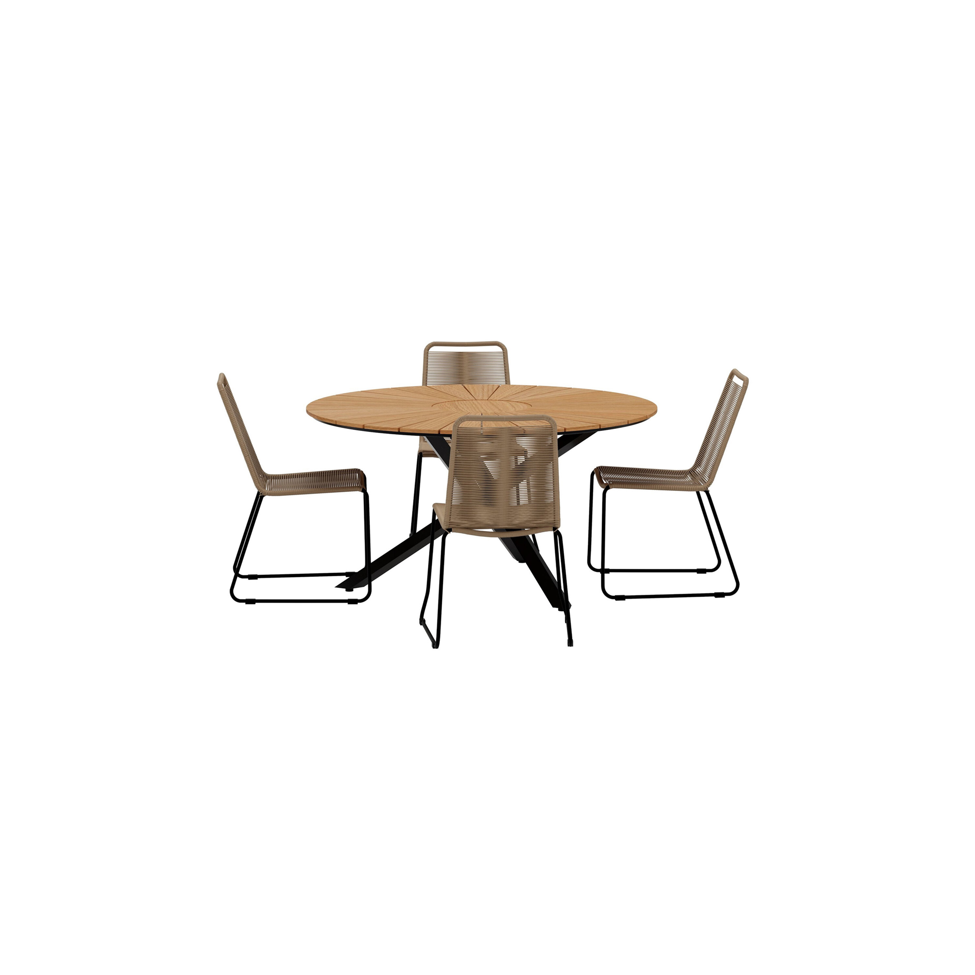 Matgrupp Utomhus Venture Home Mexico Ø140 cm med 4 st Lindos Trädgårdsstolar