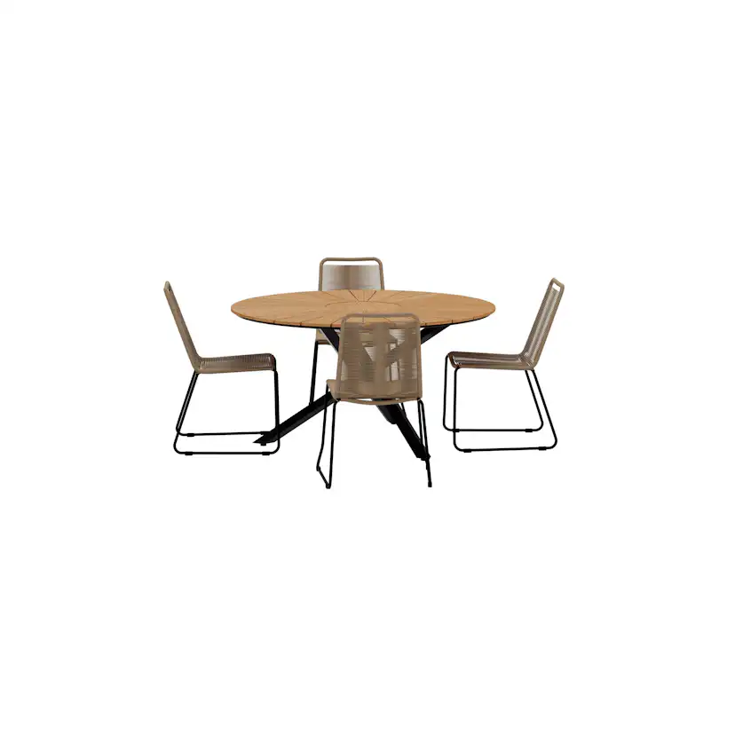 Matgrupp Utomhus Venture Home Mexico Ø140 cm med 4 st Lindos Trädgårdsstolar