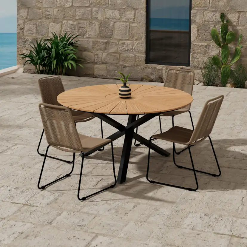 Matgrupp Utomhus Venture Home Mexico Ø140 cm med 4 st Lindos Trädgårdsstolar
