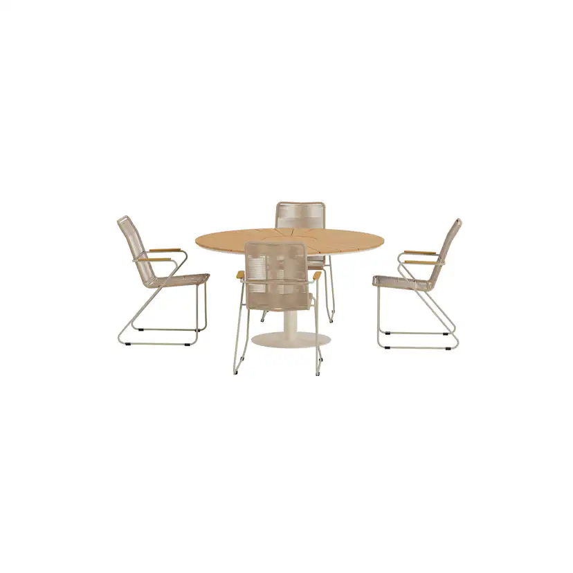 Matgrupp Utomhus Venture Home Croft Ø120 cm med 4 st Bois Trädgårdsstolar