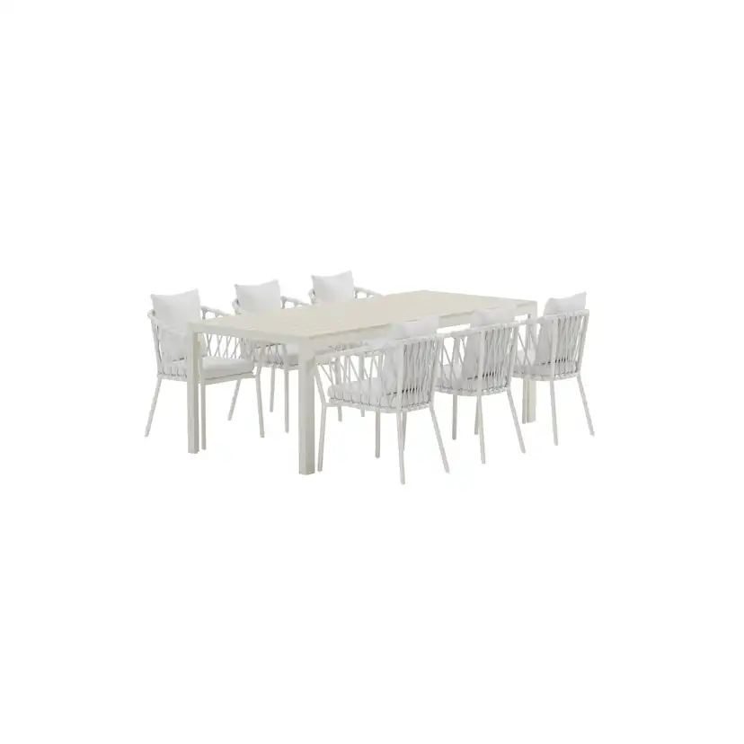 Matgrupp Utomhus Venture Home Mirko 90x205 cm med 6 st Linos Trädgårdsstolar