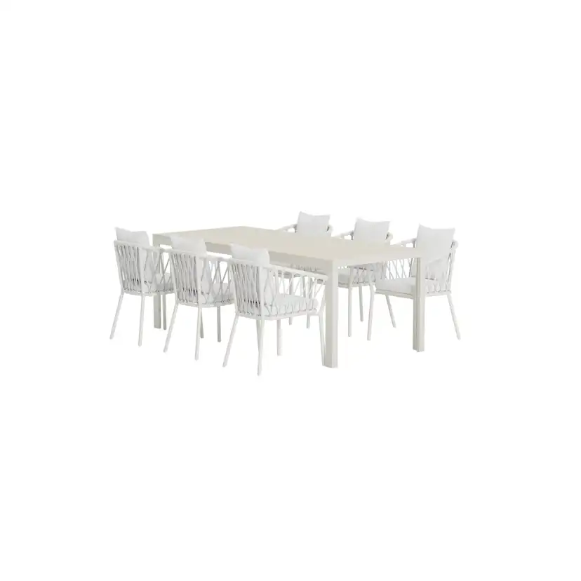 Matgrupp Utomhus Venture Home Mirko 90x205 cm med 6 st Linos Trädgårdsstolar