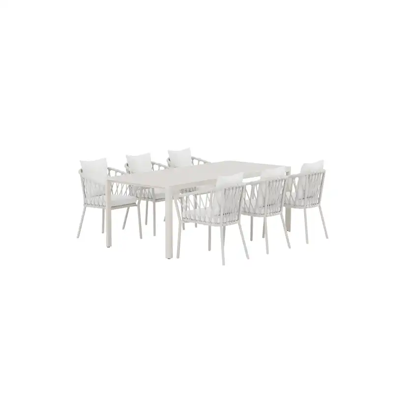 Matgrupp Utomhus Venture Home Giardini 90x200 cm med 6 st Linos Trädgårdsstolar