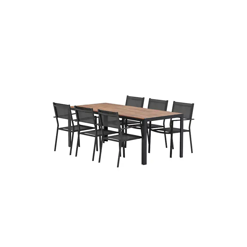 Matgrupp Utomhus Venture Home Bois 90x205 cm med 6 st Copacabana Trädgårdsstolar