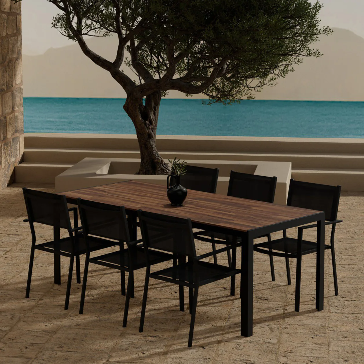 Matgrupp Utomhus Venture Home Bois 90x205 cm med 6 st Copacabana Trädgårdsstolar
