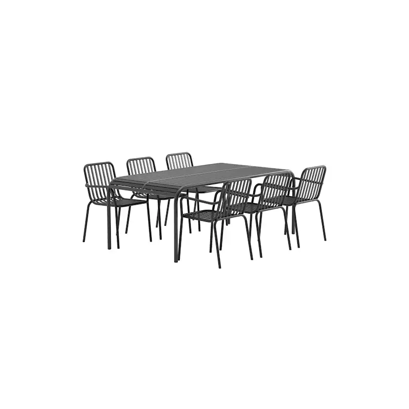 Matgrupp Utomhus Venture Home Borneo 100x200 cm med 6 st Peking Trädgårdsstolar