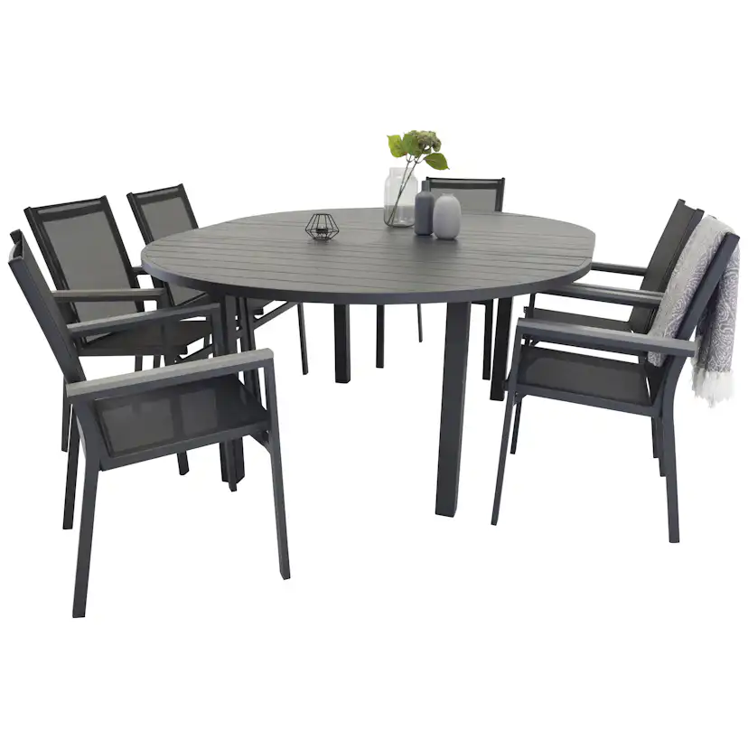 Matgrupp Venture Home Madrid Ø 140 med 6 Pincy Stolar