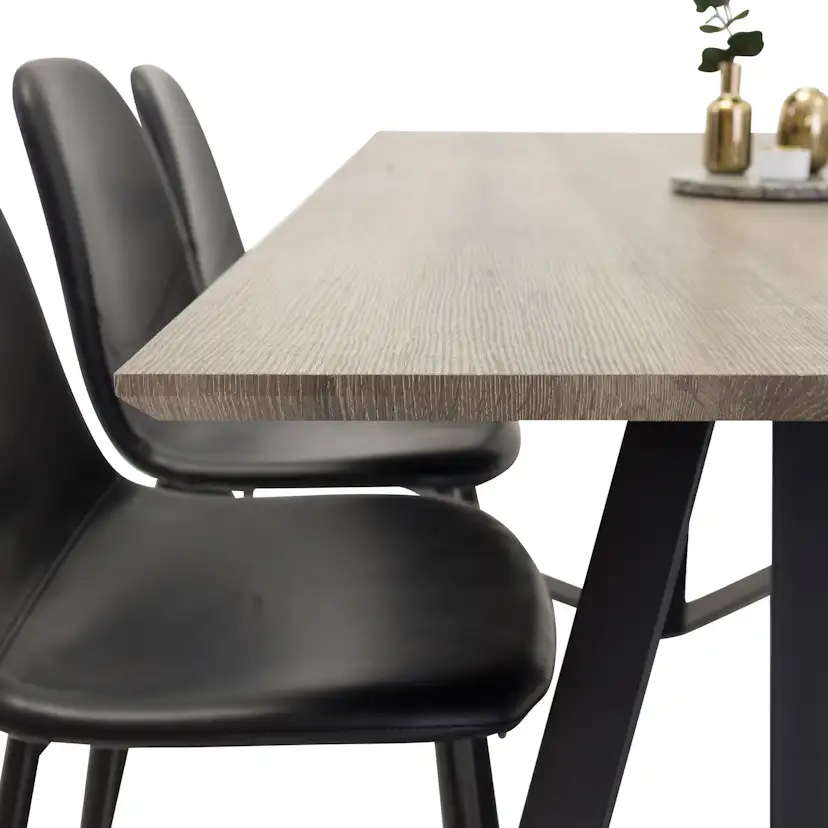 Matgrupp Venture Home Madde med 6 Pobbie Stolar Svart