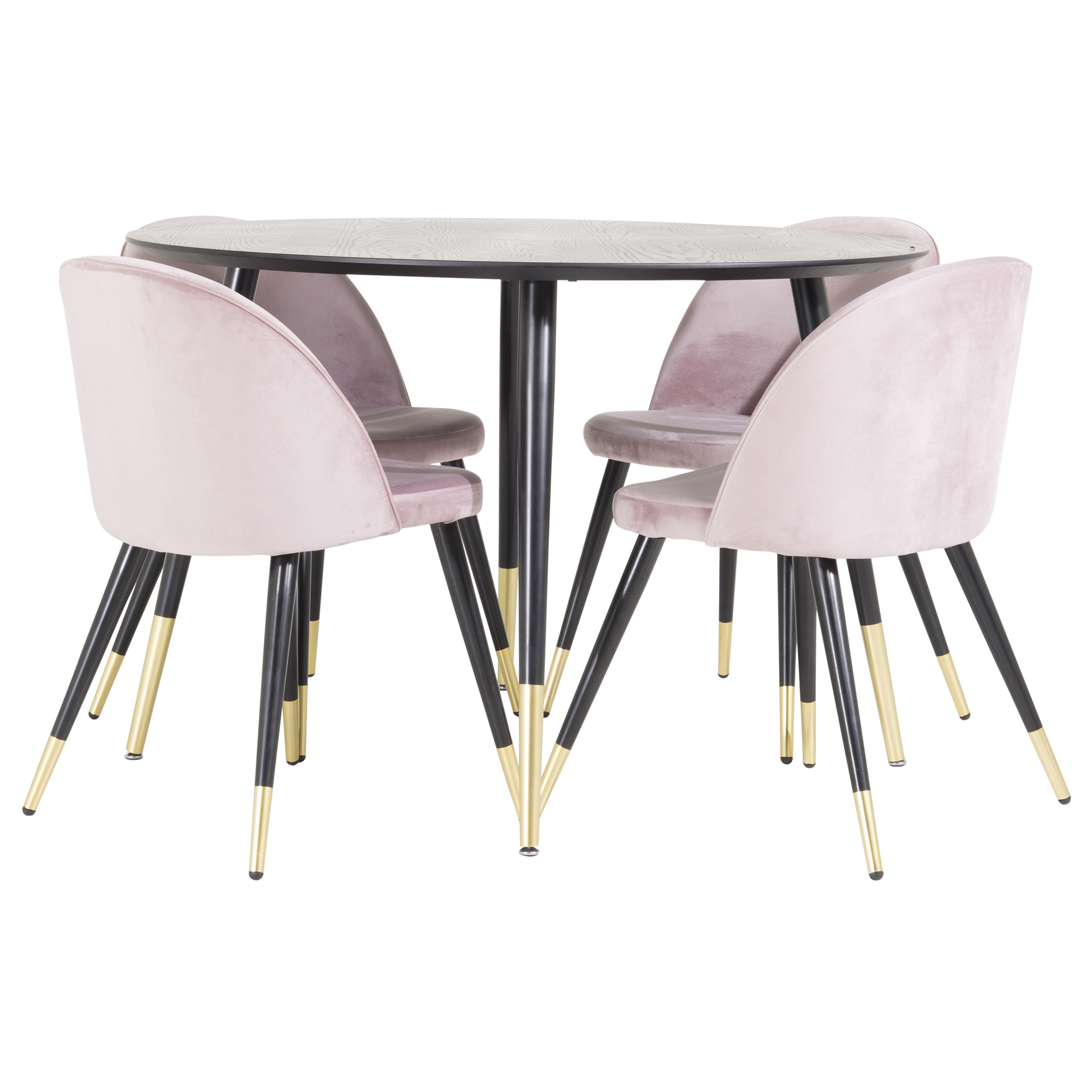 Matgrupp Venture Home Dipp Ø115 cm med 4 Velvet Stolar