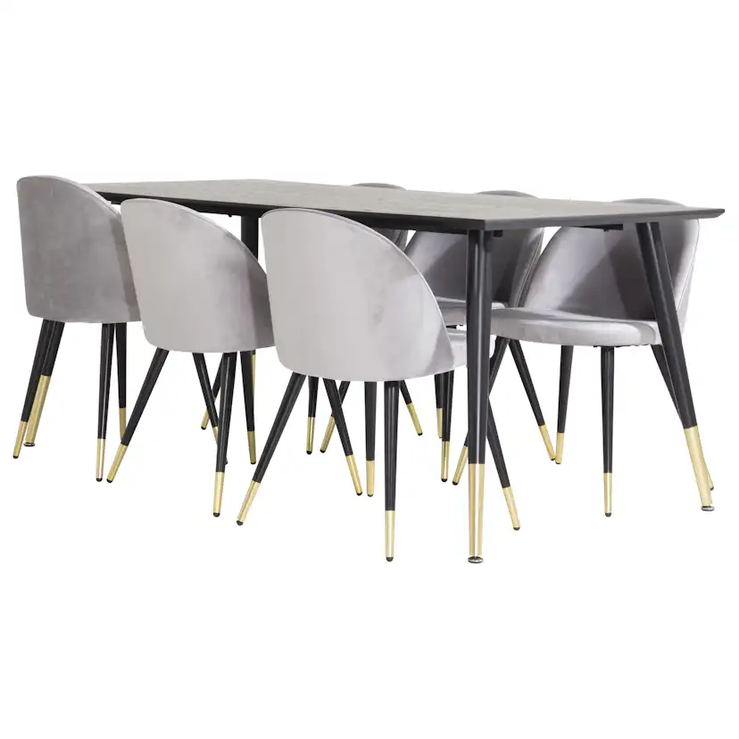 Matgrupp Venture Home Dipp med 6 Velvet Stolar