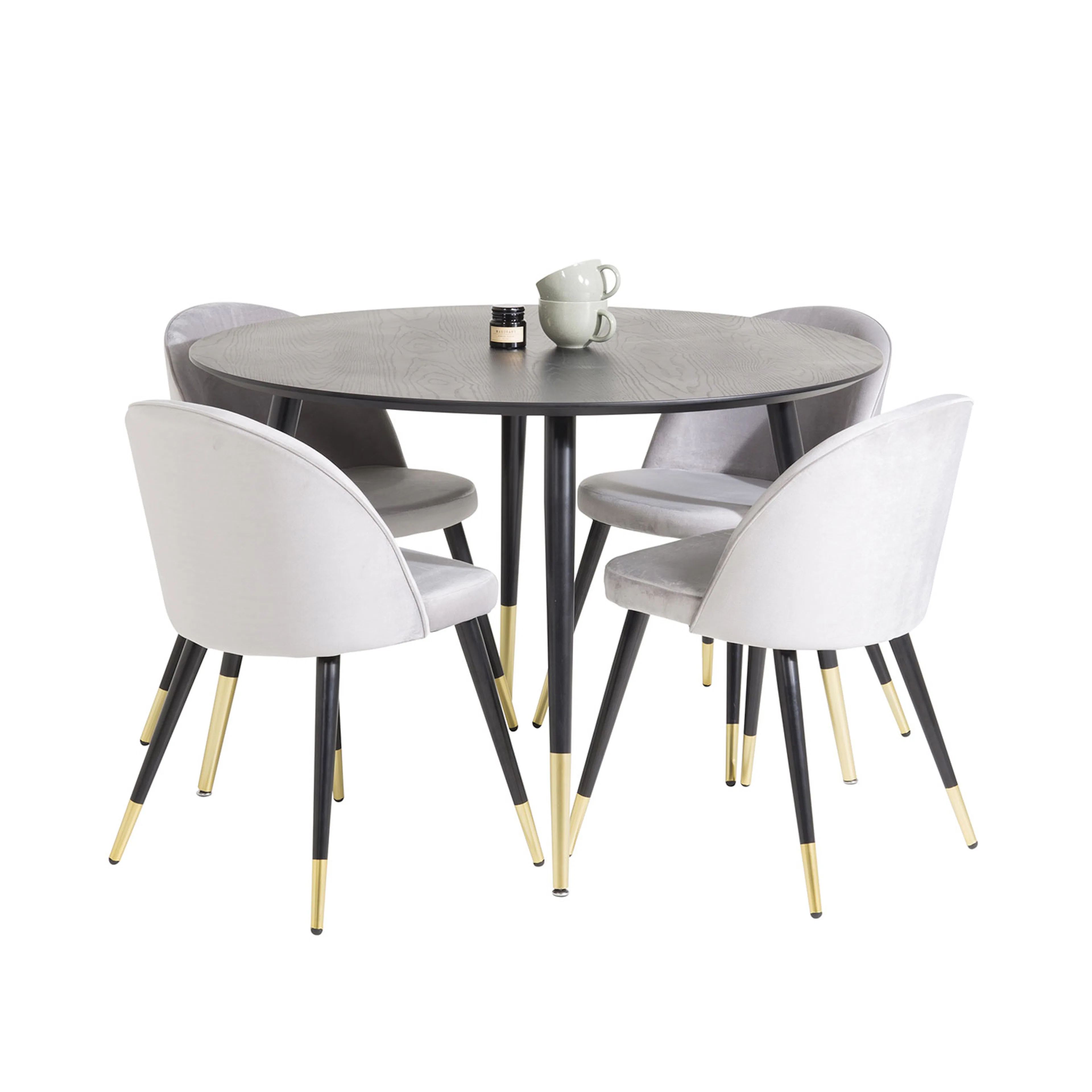 Matgrupp Venture Home Dipp med 4 Velvet stolar Runt