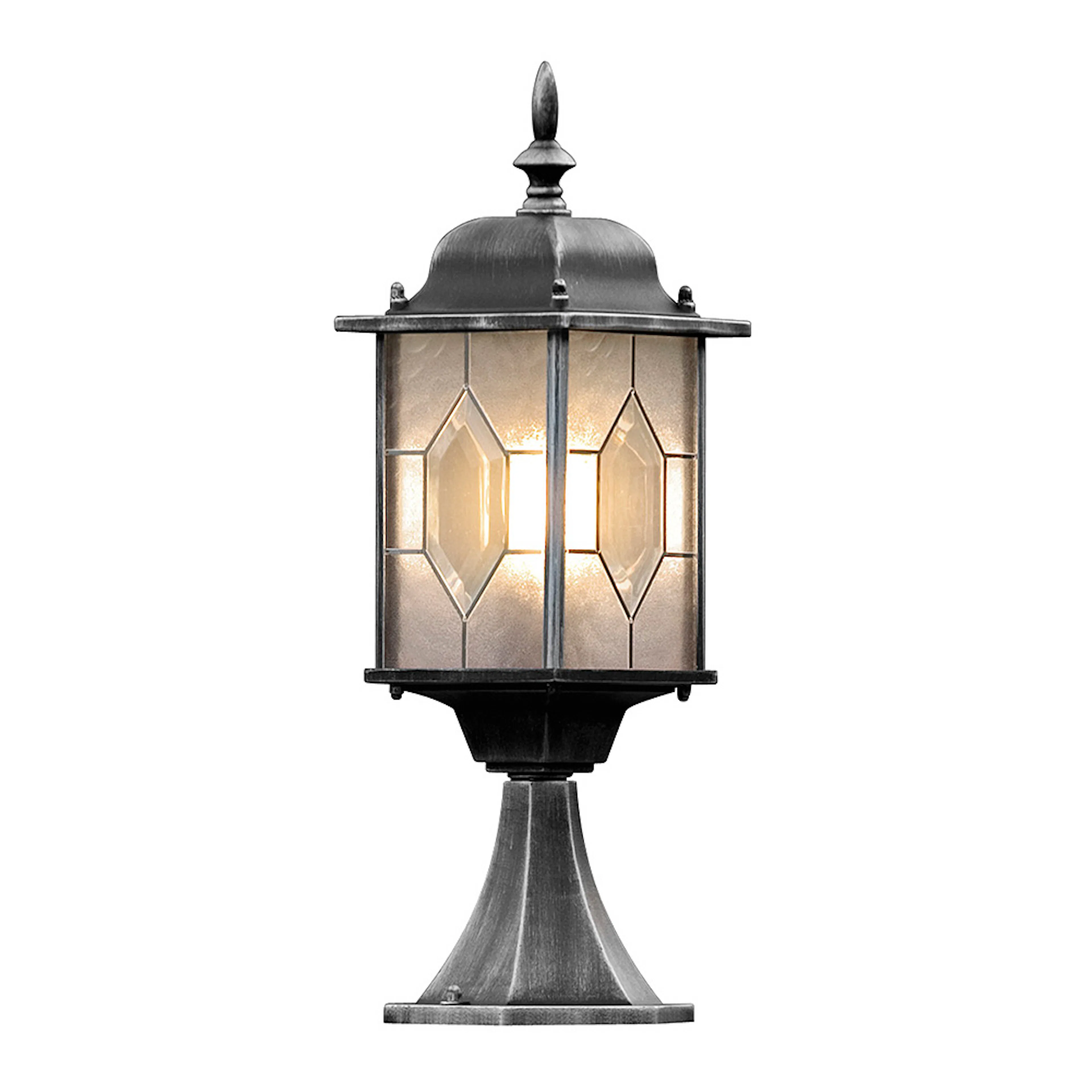 Grindstolpslykta Gnosjö Konstsmide Milano E27 Svart/Silver med Stolpe