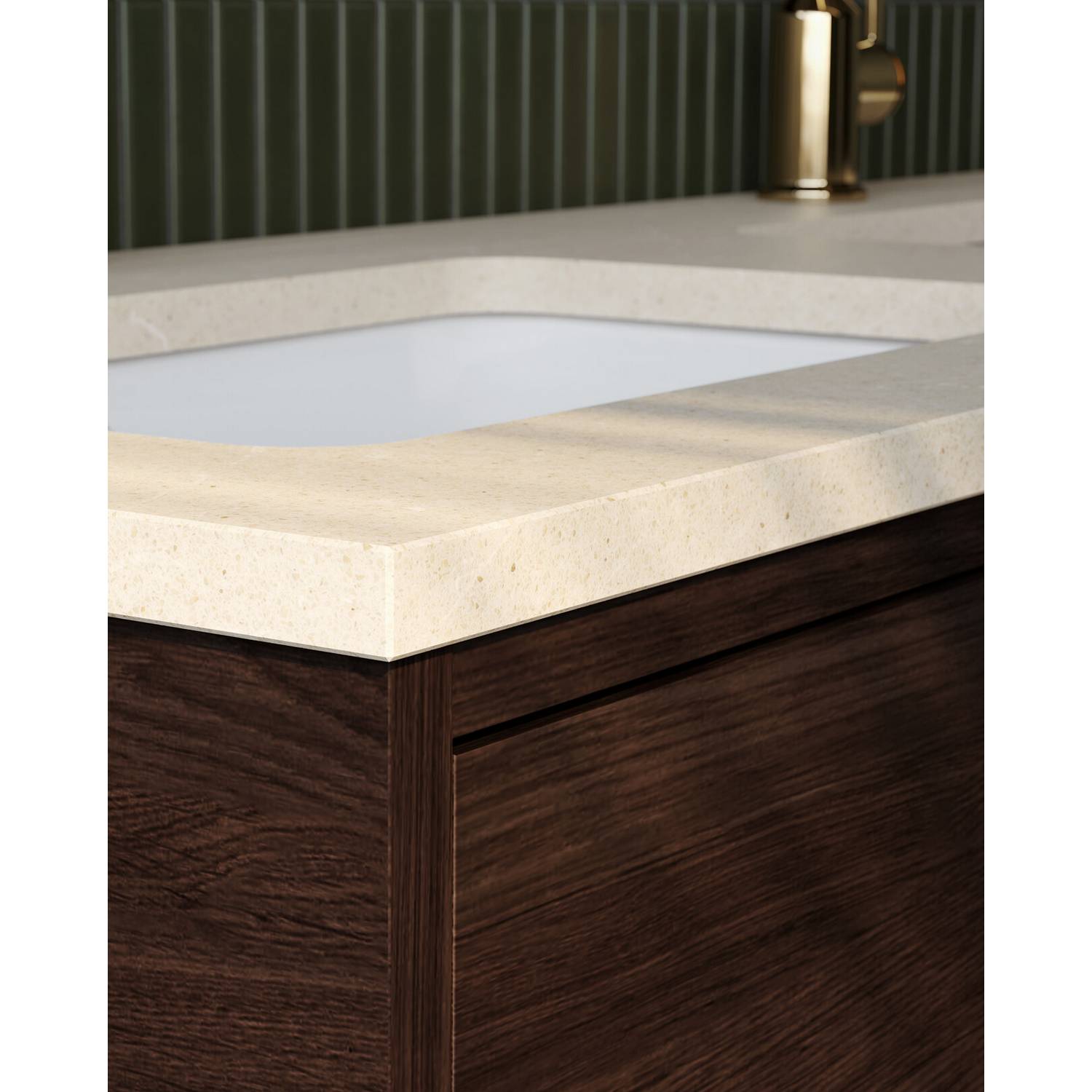 Bänkskiva Gustavsberg Ducentic 120 cm i Natursten med Underlimmat Tvättställ