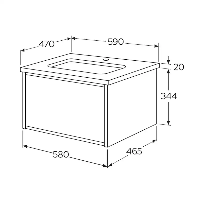 Tvättställskåp Gustavsberg Ducentic 60 cm med Stenbänkskiva och Underlimmat Tvättställ