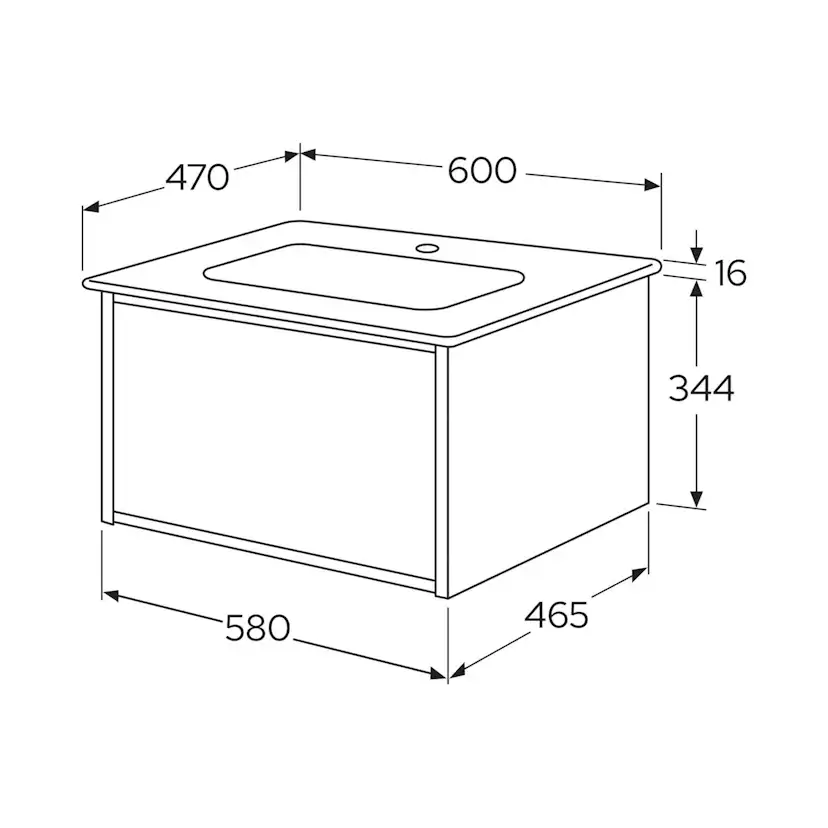 Tvättställskåp Gustavsberg Ducentic 60 cm med Tvättställ i Porslin och Benställning