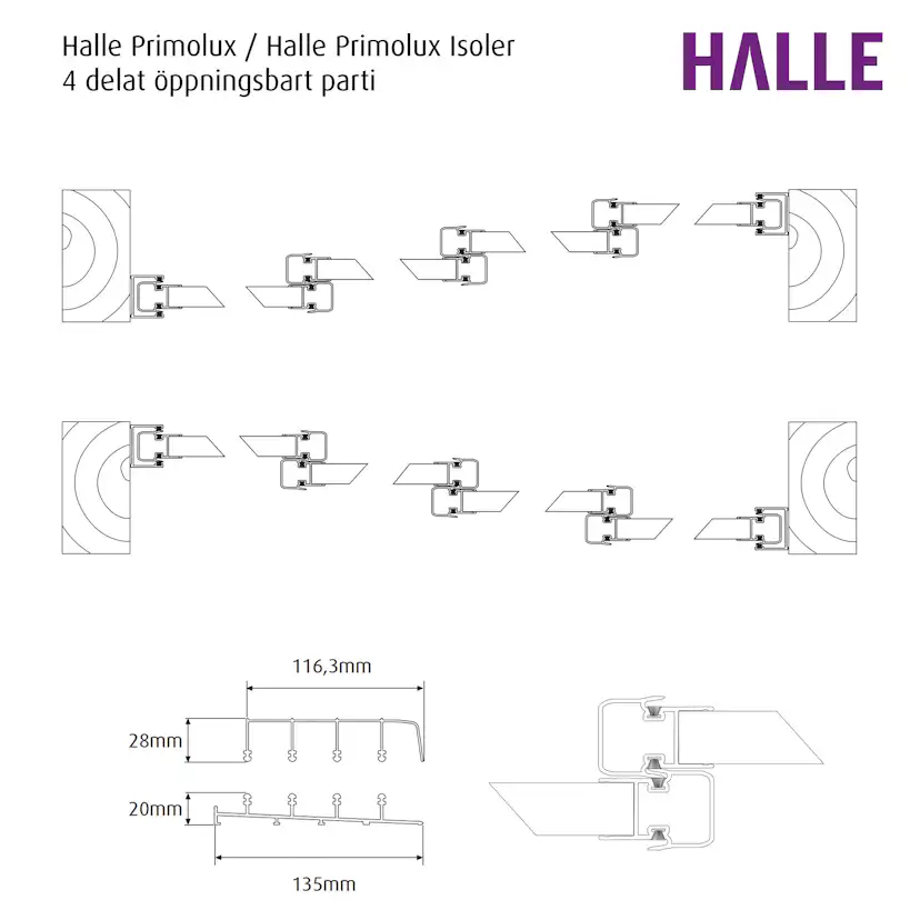 Skjutbart Dörrparti 4-Delad Halle Primolux