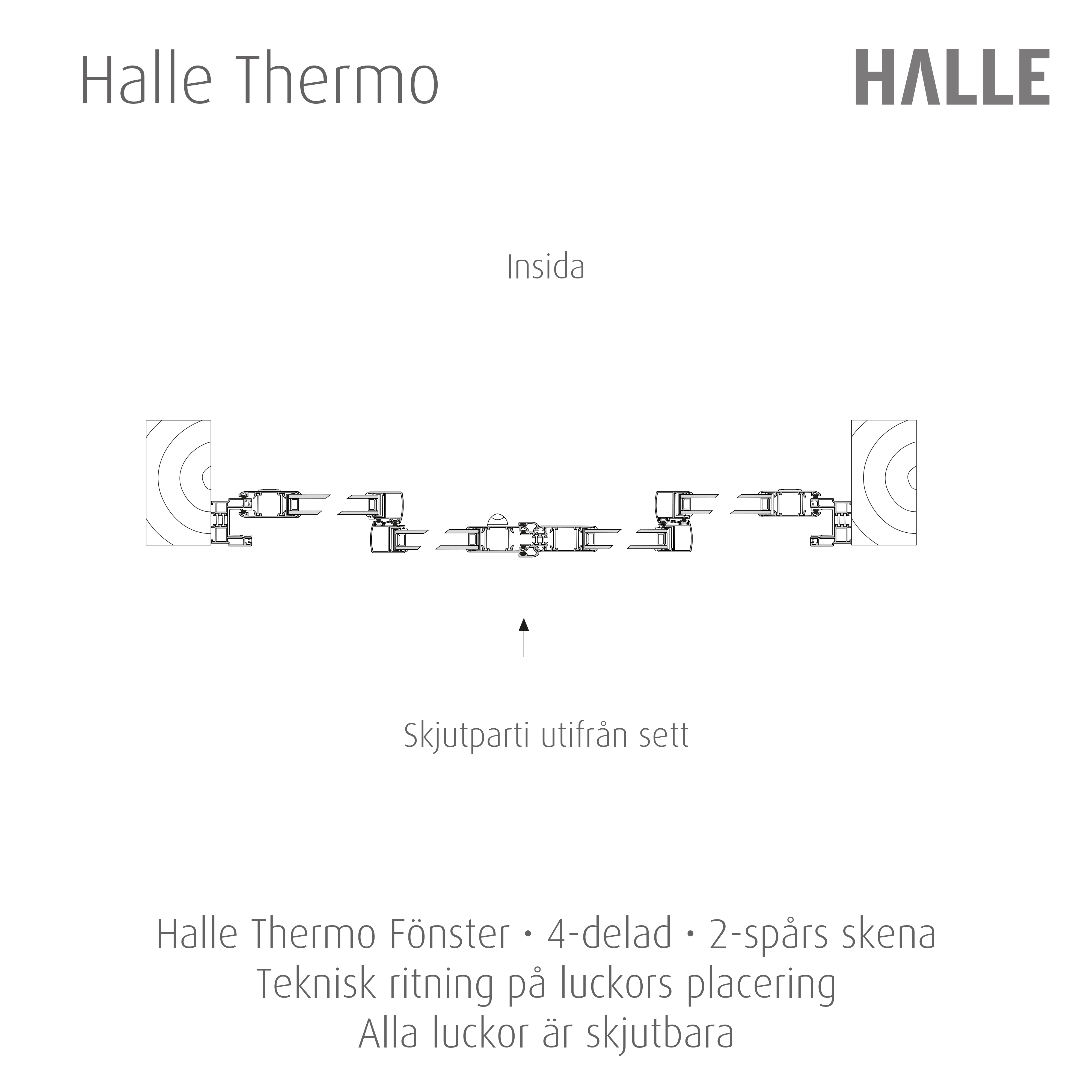 Skjutbart Fönsterparti Halle Thermo 4 Fönster 2 Spår Vit
