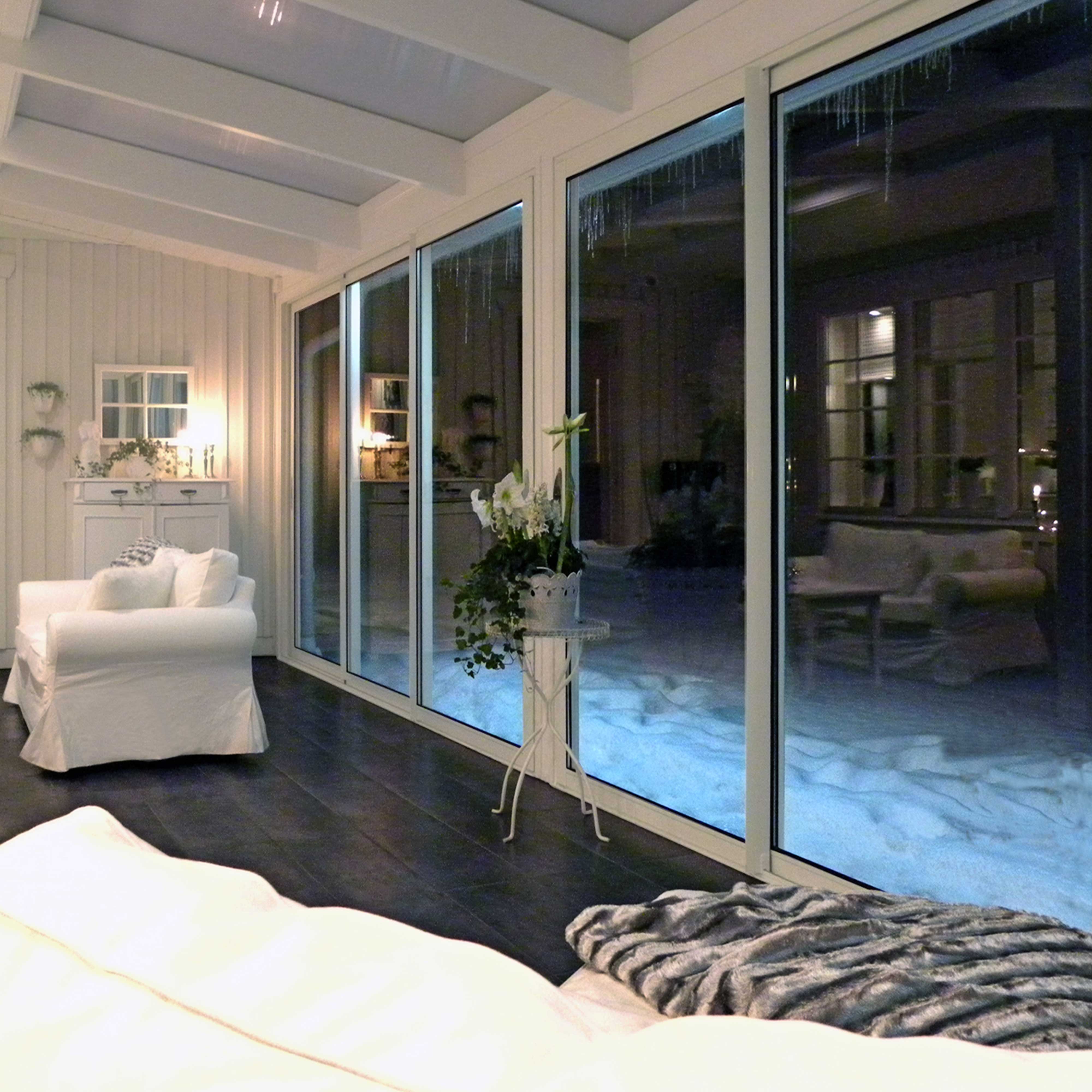 Skjutbart Fönsterparti Halle Thermo 4 Fönster 2 Spår Vit