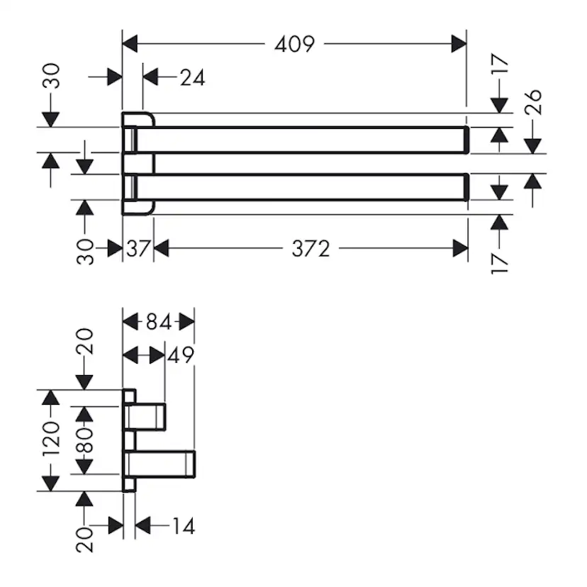 Handdukshållare Axor Universal Accessories Dubbel