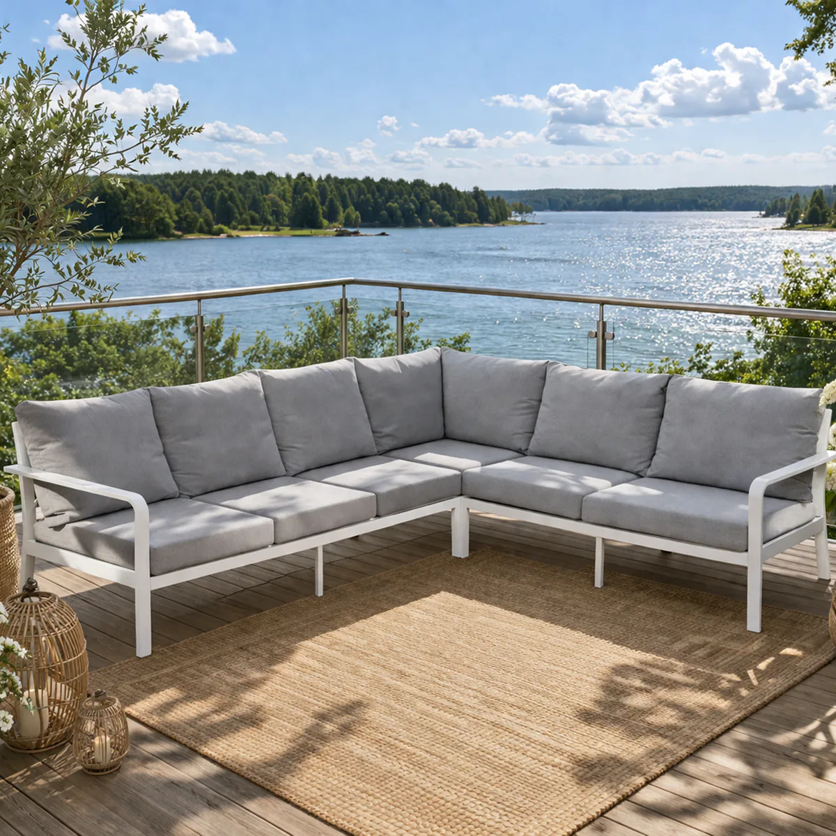 Hörnsoffa Hillerstorp Hånger Vit/Grå