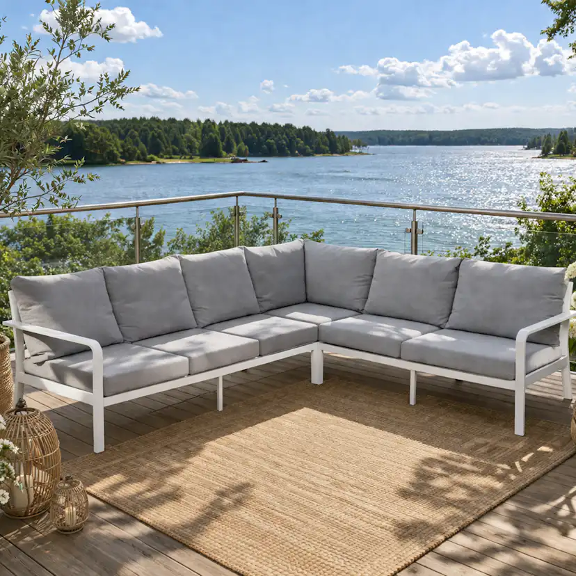 Hörnsoffa Hillerstorp Hånger Vit/Grå