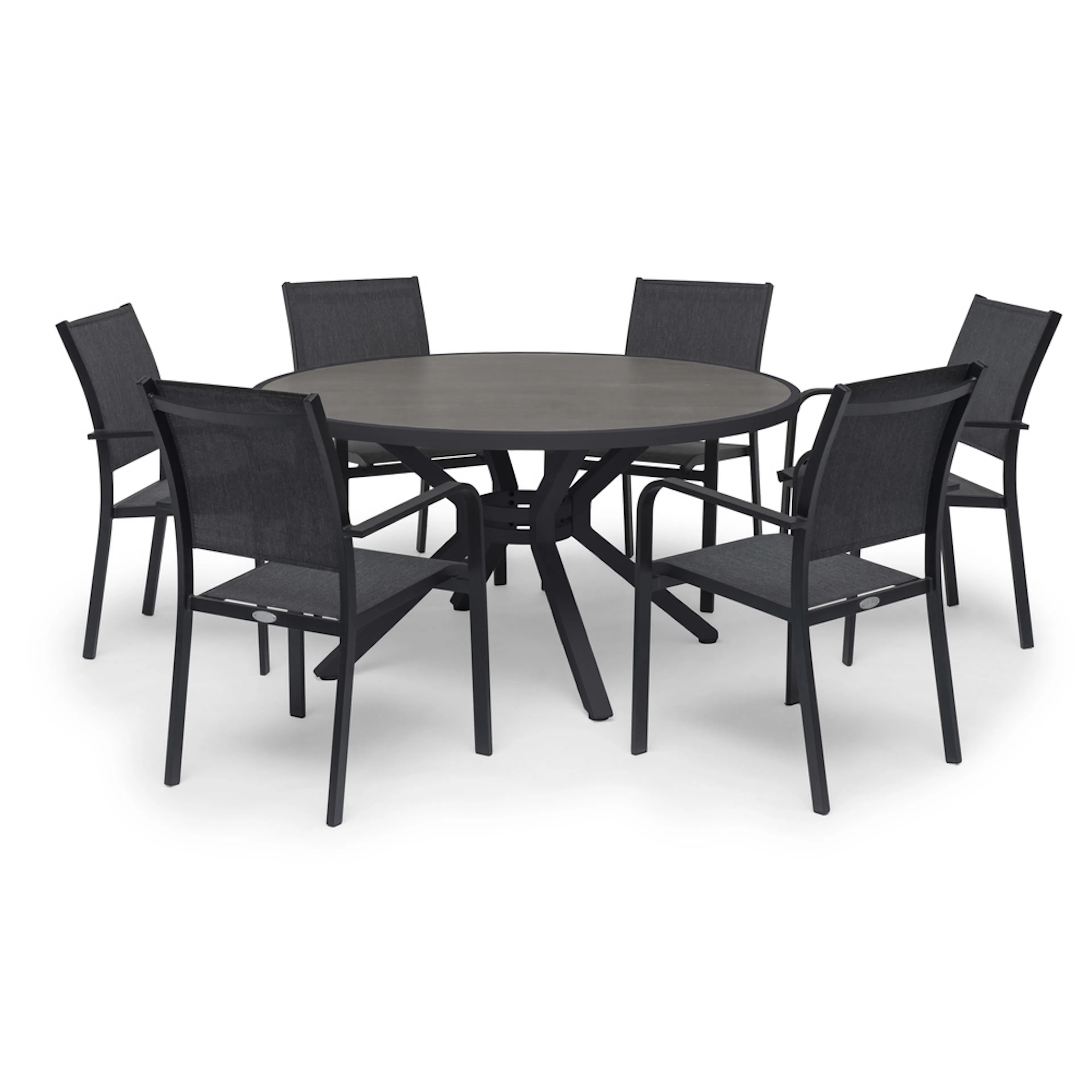 Matgrupp Hillerstorp Hånger Ø140 cm med 6 Stolar Svart