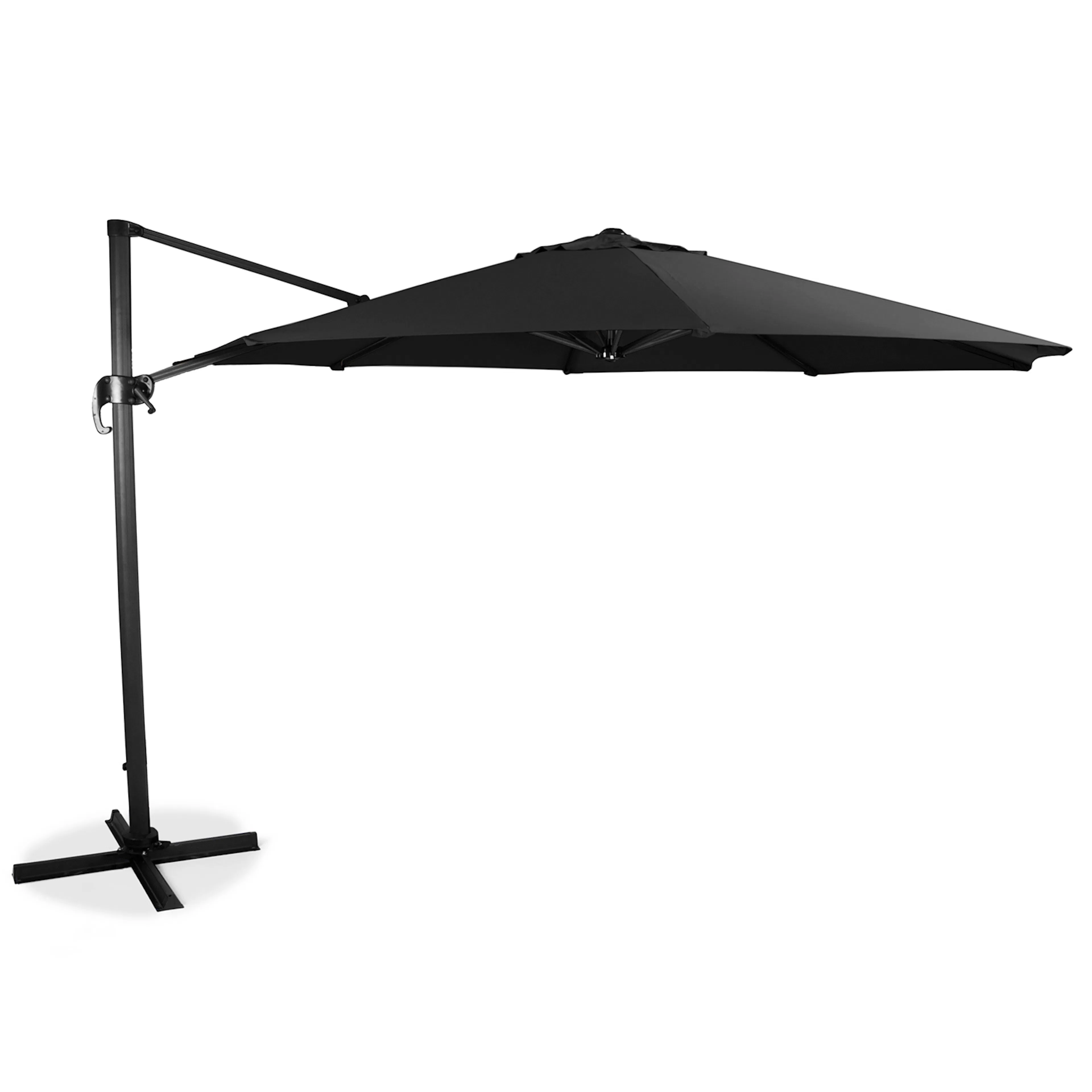 Hängparasoll Hillerstorp SideWinder XL Svart Ø350 cm - Ställbart Parasoll med Kryssfot