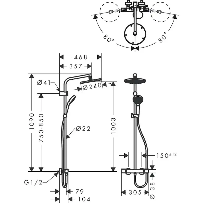 Takduschset Hansgrohe MySelect S240