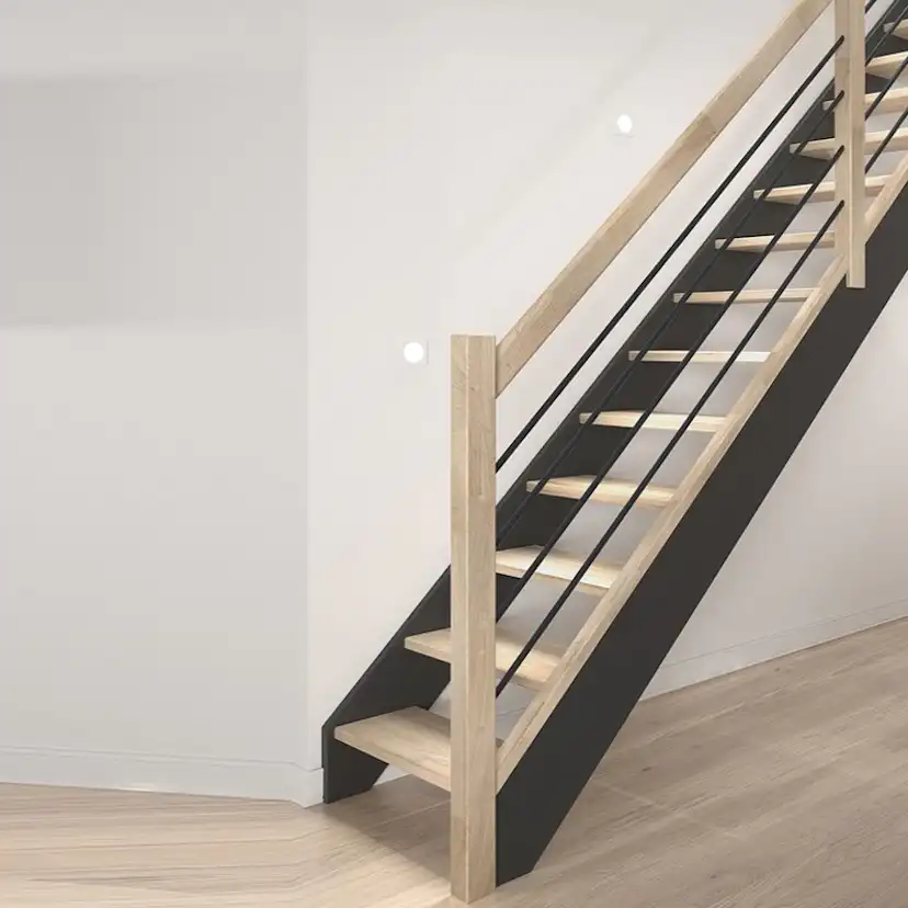 Spartrappa Dolle Helsinki Svart/Ek Rak Räcke med Svart Alu Fyllning