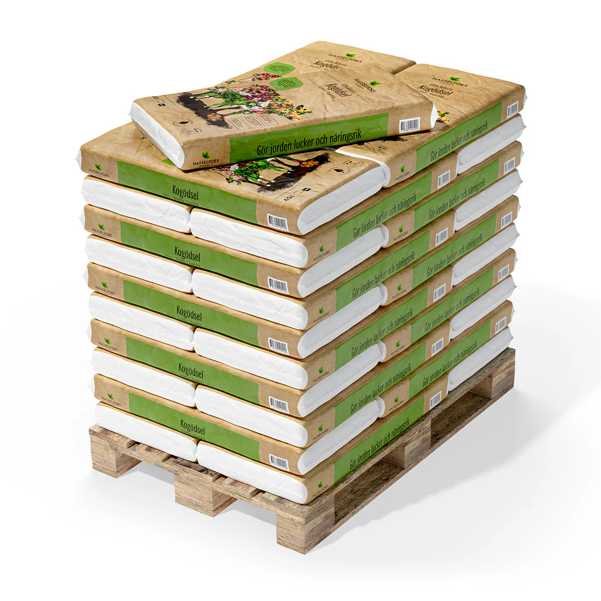 Gödsel Hasselfors Garden Kogödsel, Växtnäring för Trädgård på Pall - 51x40L