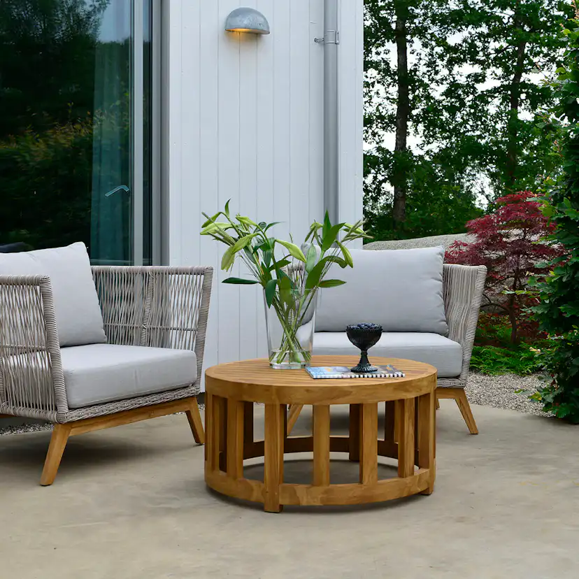 Träbord Hillerstorp Himmelsnäs Ø 80 cm, Runt Utebord i Teak