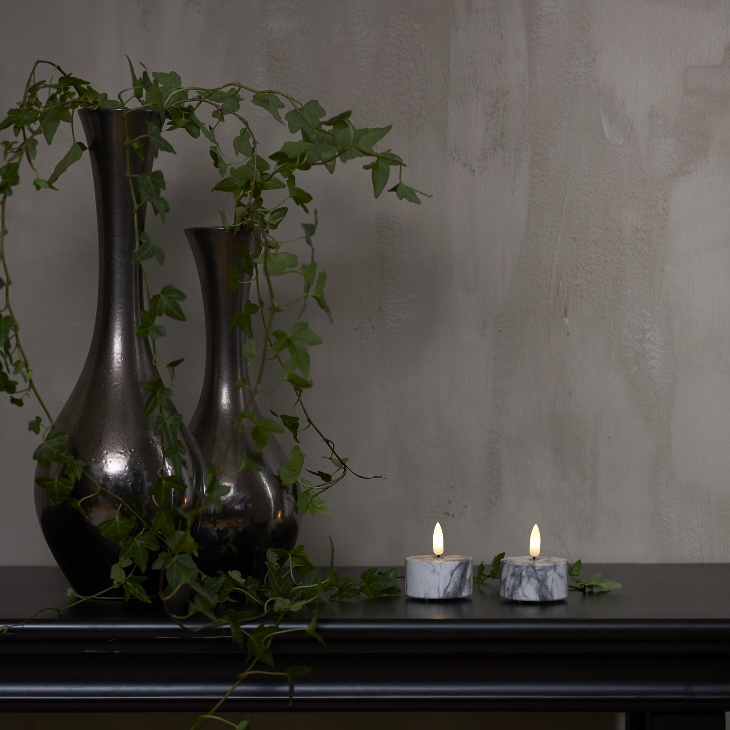 Blockljus Star Trading Flamme Cement T-light Marble 2 st