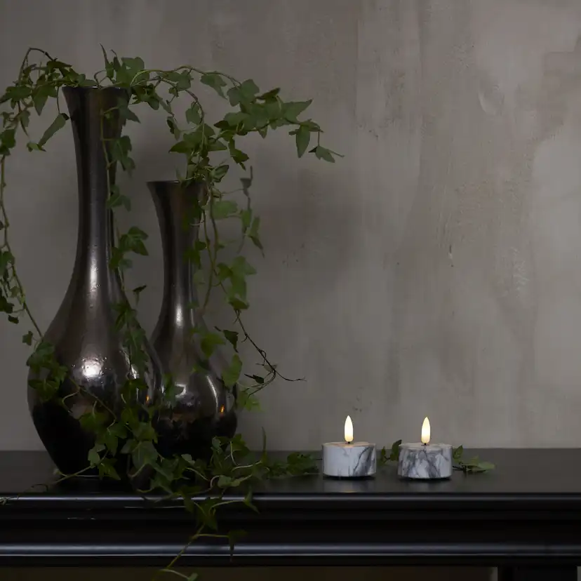 Blockljus Star Trading Flamme Cement T-light Marble 2 st