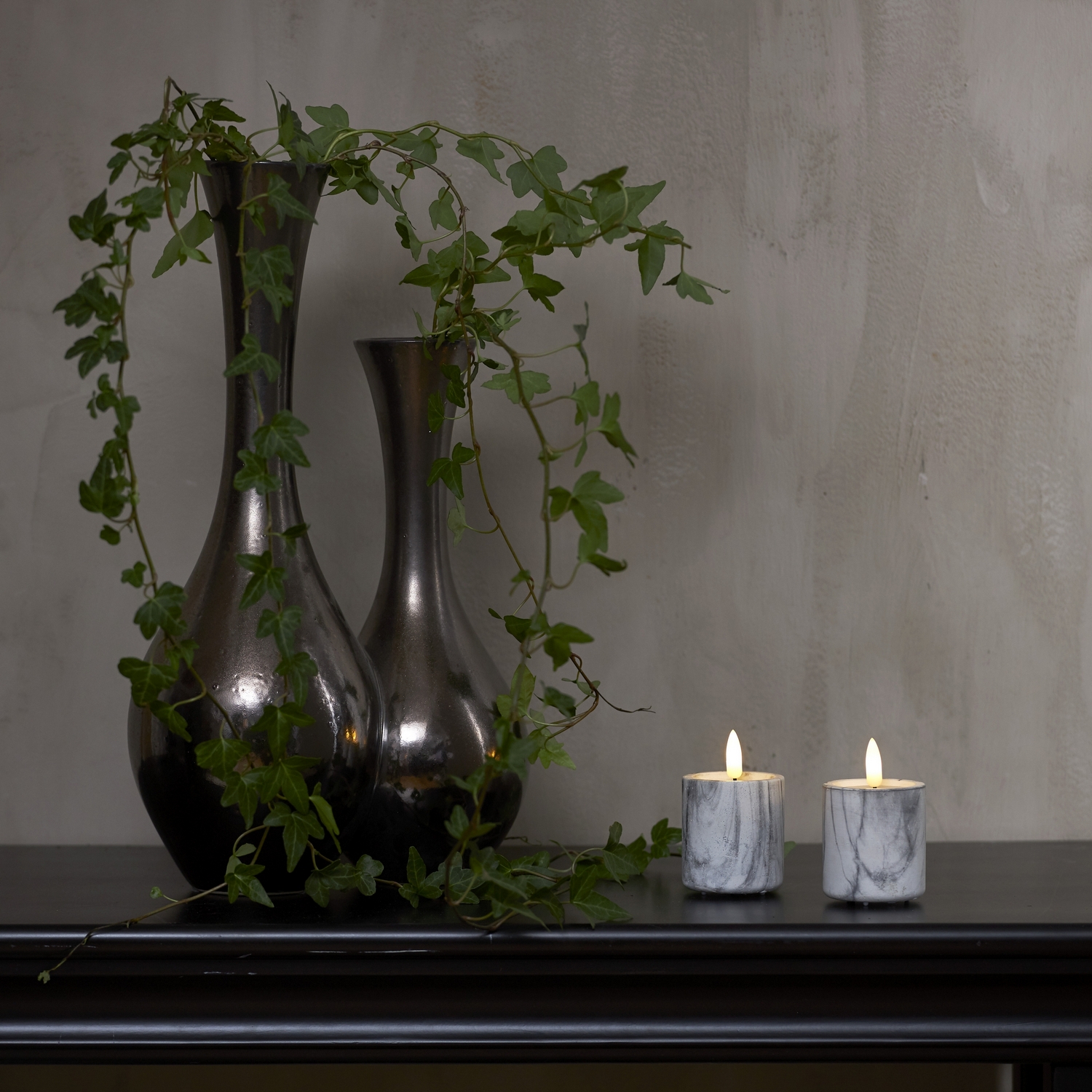 Blockljus Star Trading Flamme Cement Votive Marble 2 st