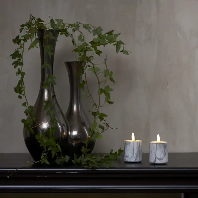 Blockljus Star Trading Flamme Cement Votive Marble 2 st