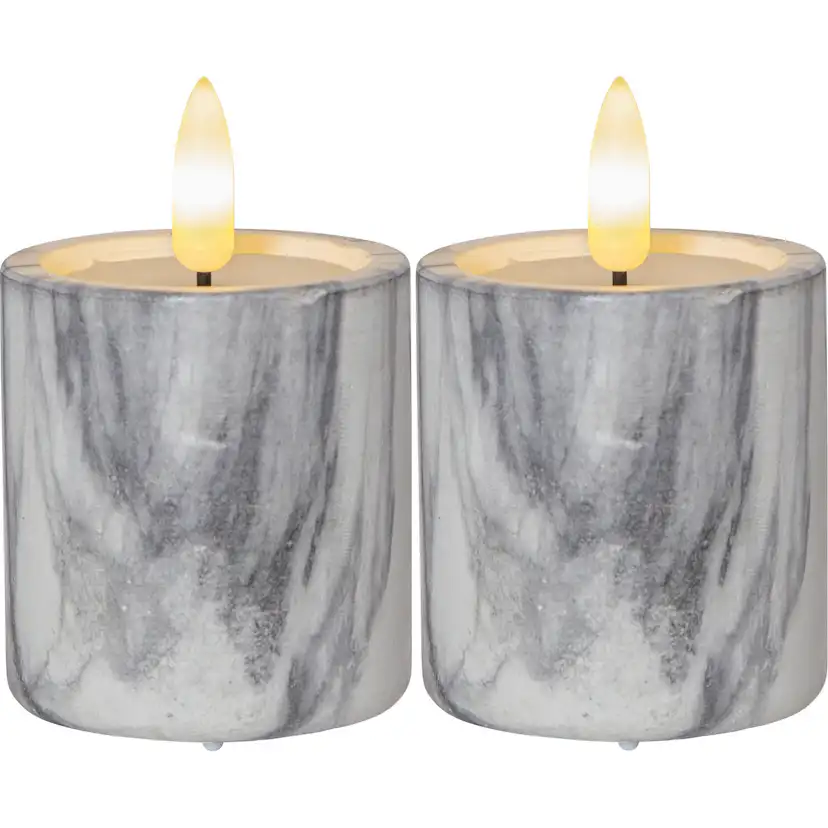 Blockljus Star Trading Flamme Cement Votive Marble 2 st