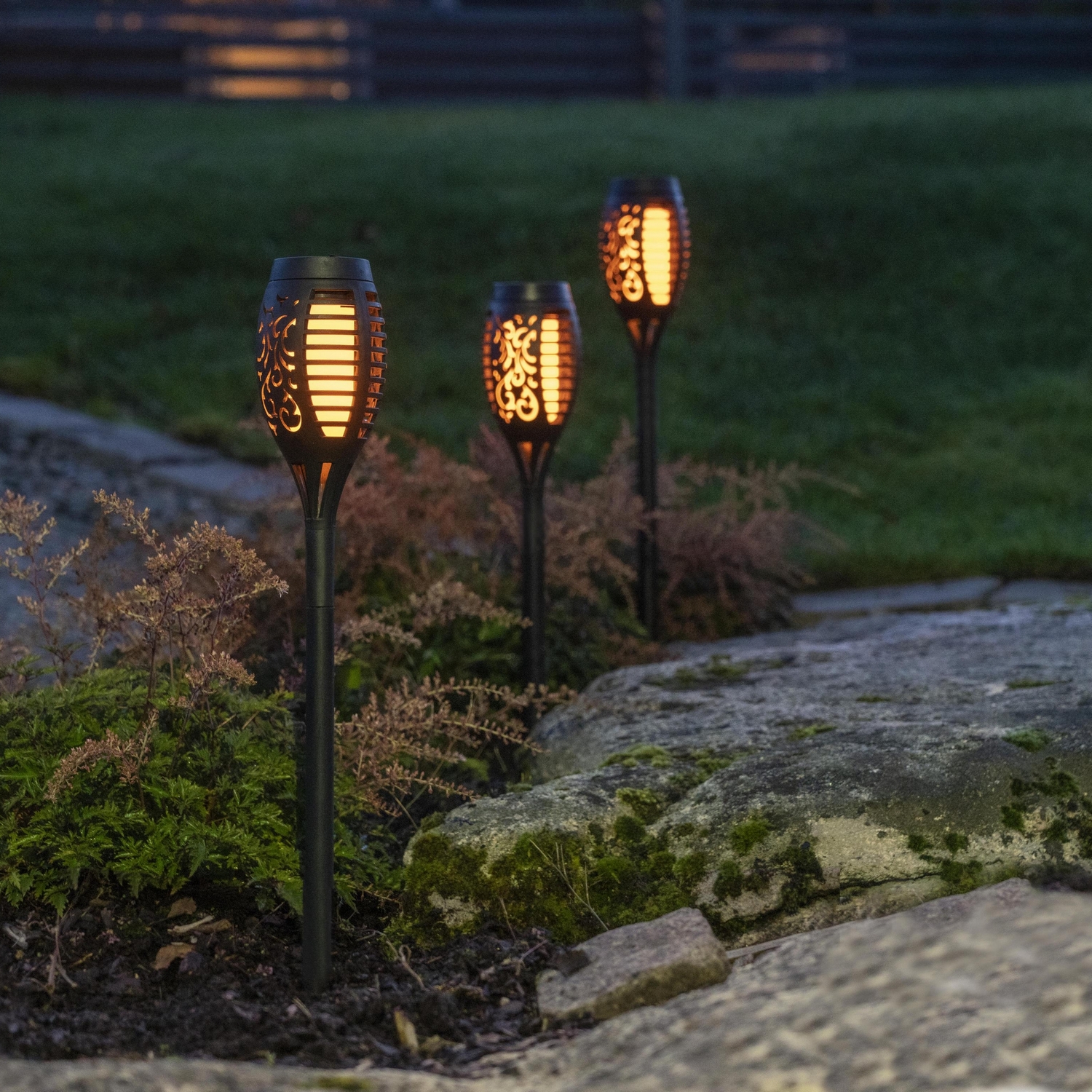 Solcellsfackla Star Trading Flame Mini Torch Promotion 3-pack Twilight