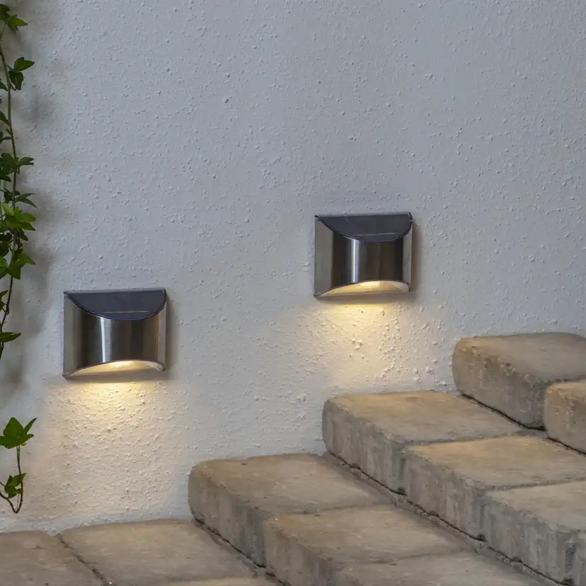 Solcells-vägglykta Star Trading Wally Twilight 2-pack