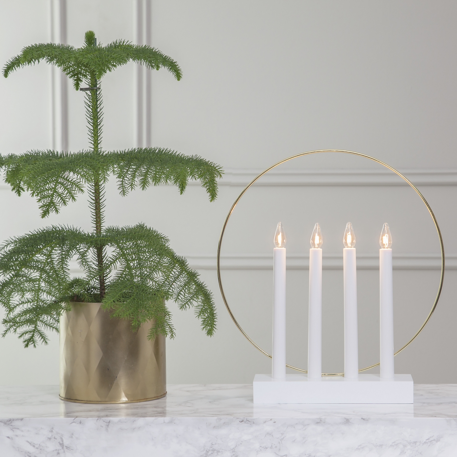 Adventsljusstake Star Trading Glossy 4st LED-Ljus Vit