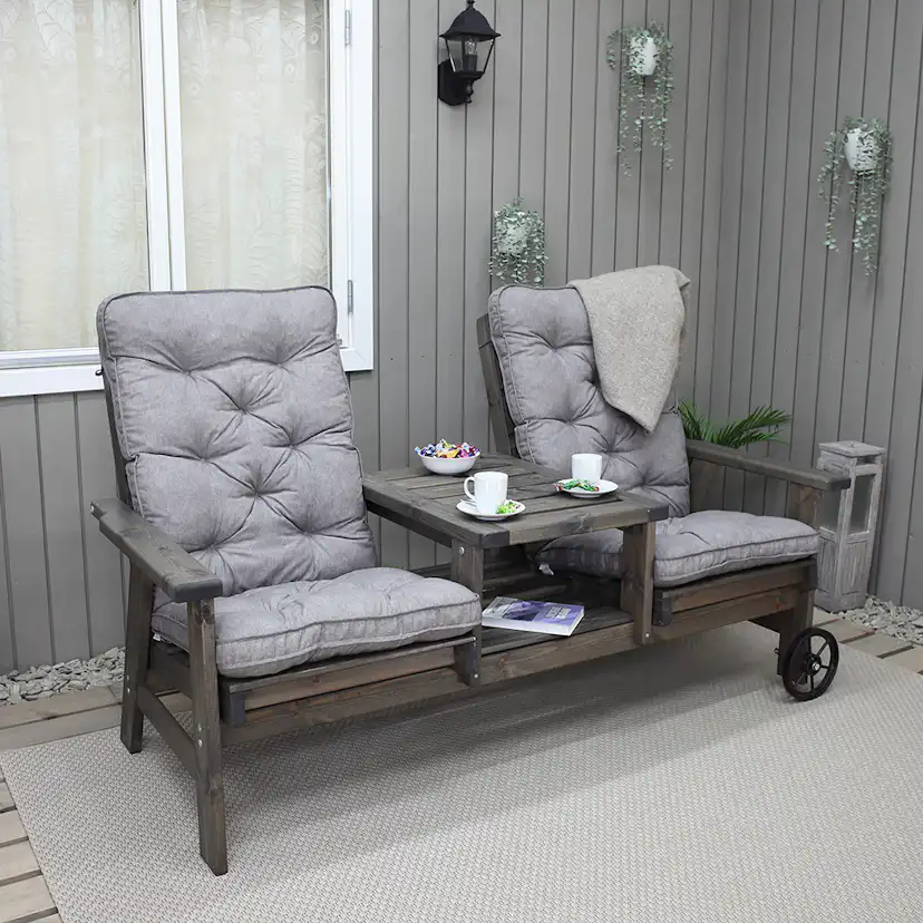 Sittdyna Baltic Garden Malmö Dynset till Trädgårdsfåtölj med Hög Rygg Grå