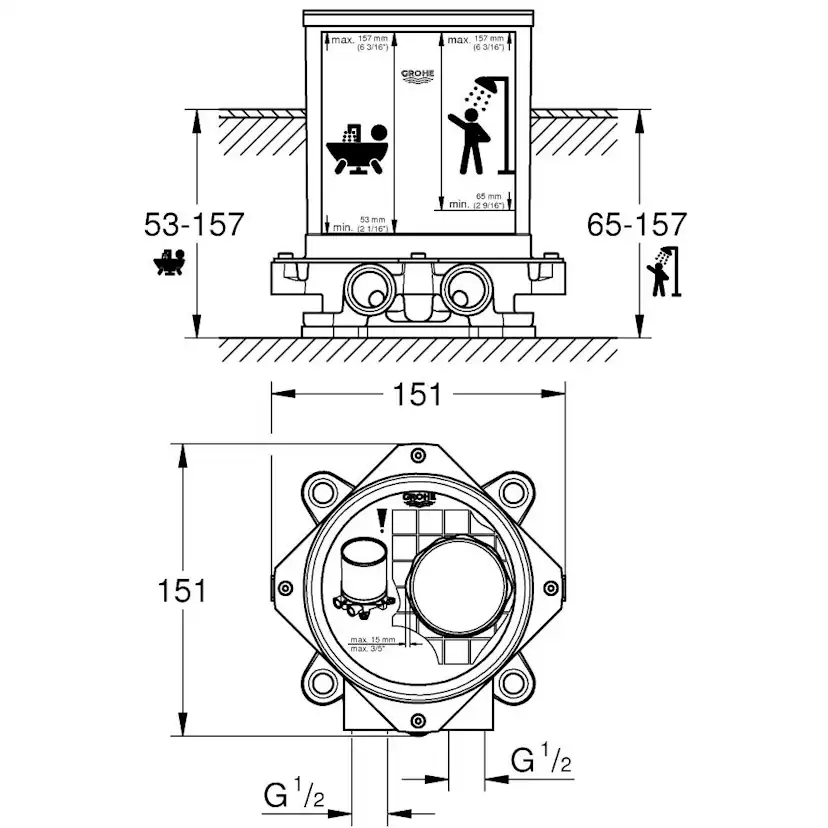 Inbyggnadsdel Grohe för Golvblandare