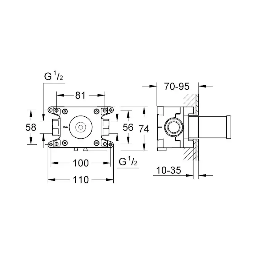 Inbyggnadsdel Grohe Grohtherm F för Väggduschkoppling