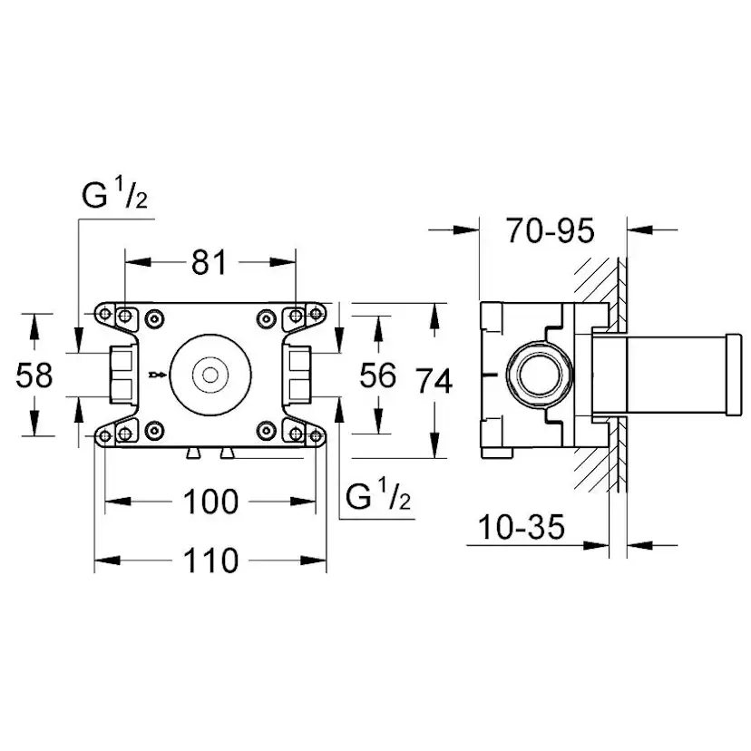 Inbyggnadsventil Grohe Rapido C för Volymkontroll