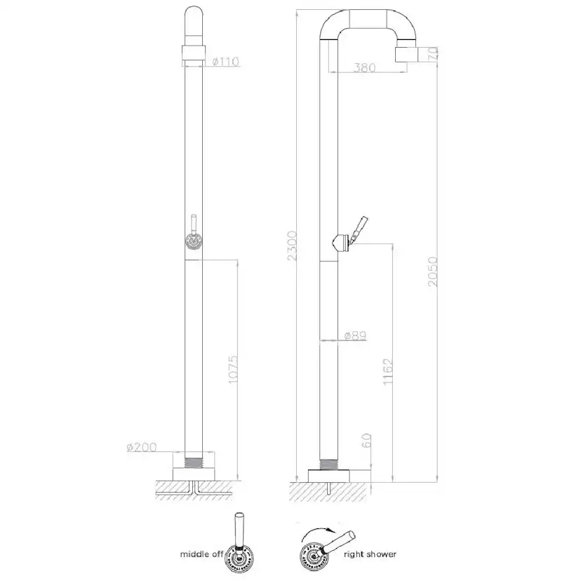 Inom- & Utedusch JEE-O Soho Dusch 01 Fristående Mattsvart Rostfritt Stål