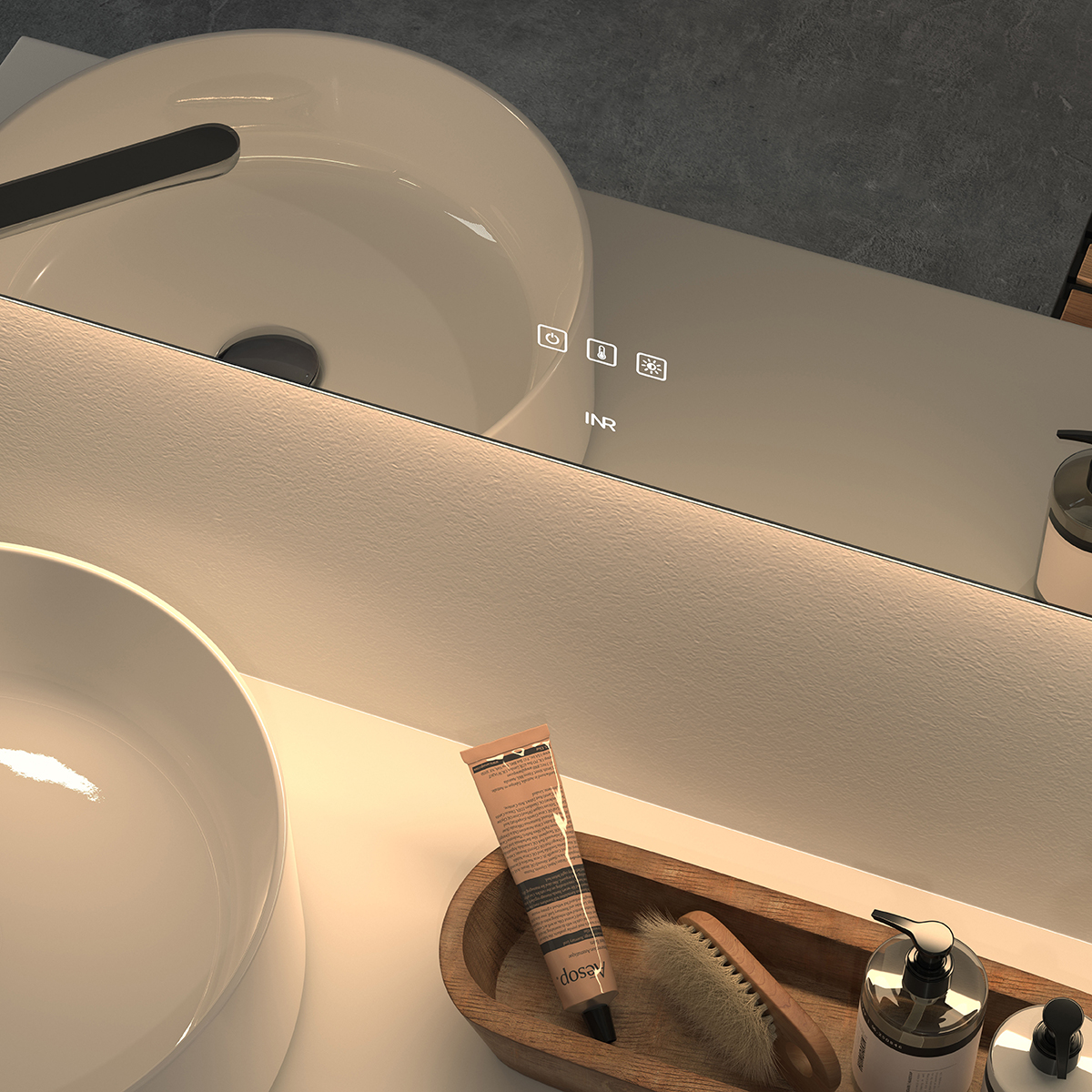 Badrumsspegel INR Touch med infälld belysning