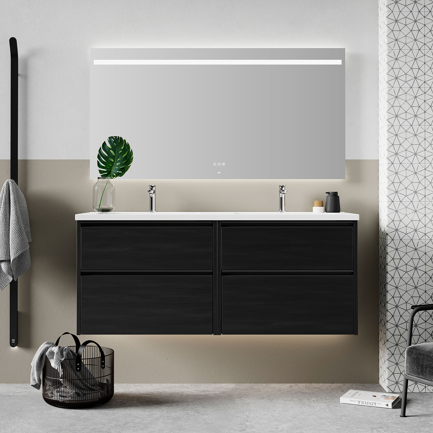 Badrumsspegel INR Touch med infälld belysning