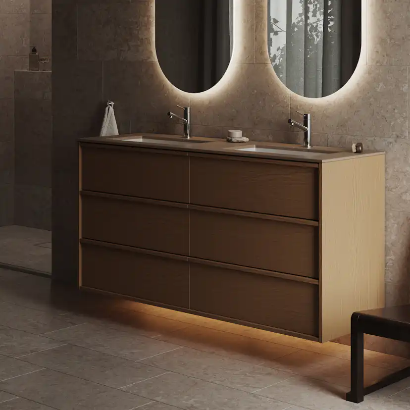 Tvättställsskåp INR Terra Carve Dubbel med 6 Lådor